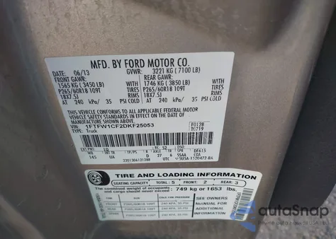 2013 Ford F-150 Xlt z USA, uszkodzony, nr VIN 1FTFW1CF2DKF25053